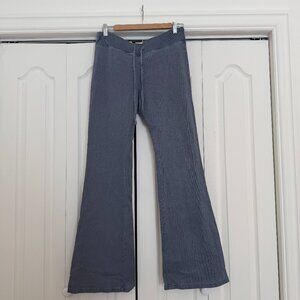 Blue Ribbed Flare Pants – High Waist Lounge Pants